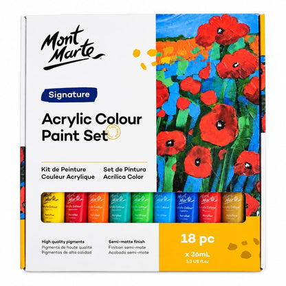 Mont Marte Signature Acrylic Colour Paint Set (18 pc x 36ml)