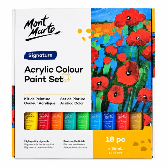 Mont Marte Signature Acrylic Colour Paint Set (18 pc x 36ml)