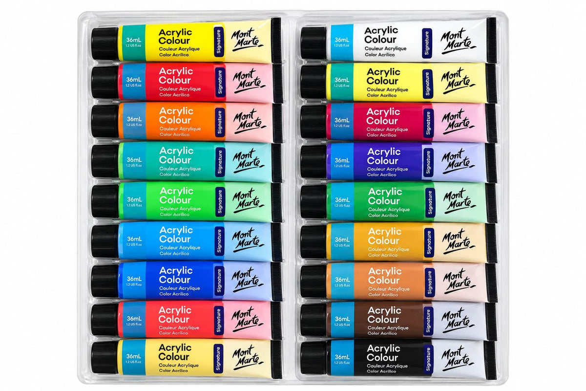 Mont Marte Signature Acrylic Colour Paint Set (18 pc x 36ml)