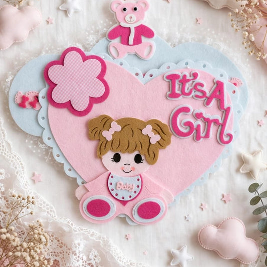 It's A Girl" Baby Girl Announcement Door Hanger