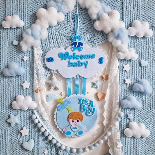 Welcome Baby - It's A Boy Felt Door Hanging / Wall Hanging